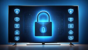 A padlock symbol on a Smart TV screen.